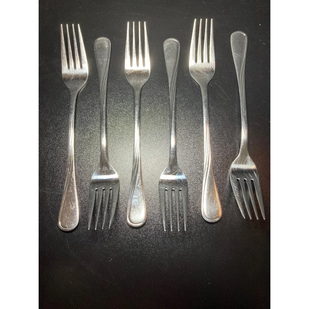Justinus Edelstahl 18/10 Stainless 6 Dinner Forks Germany Flatware Swirl Line